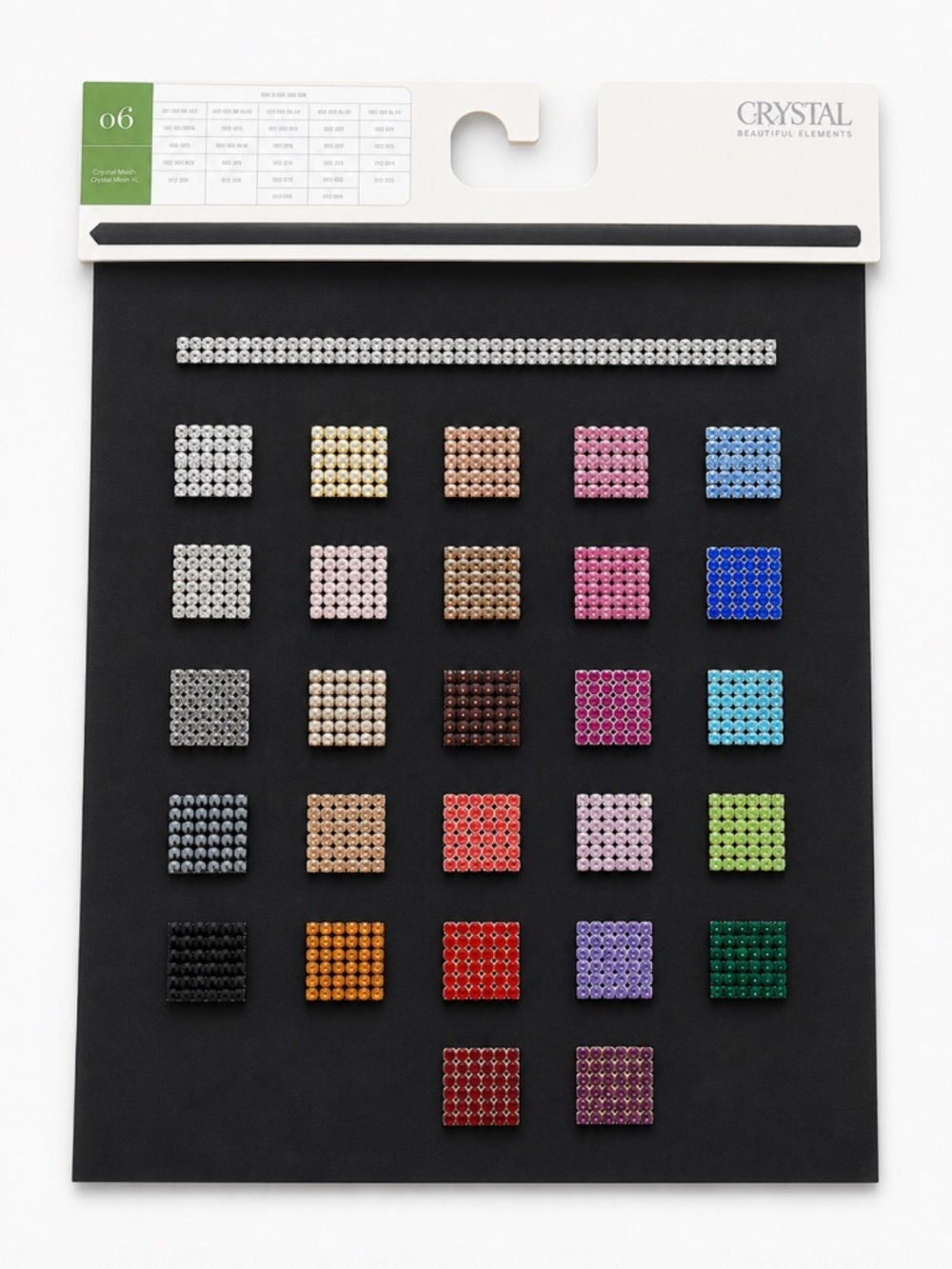 Swarovski Crystal Mesh Sample Card – Assorted Colour Swatches